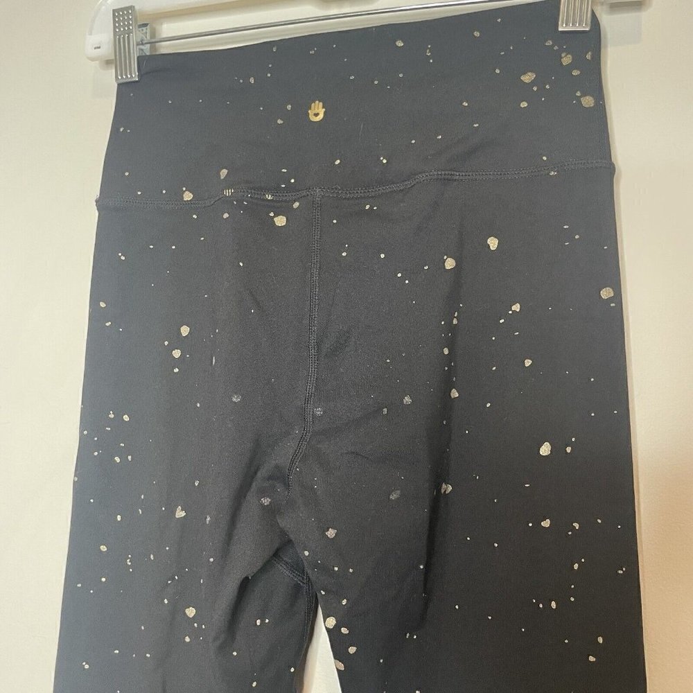 Spiritual Gangster Foil Print Black Gold Paint Splatter Essential Leggings Small - Picture 5 of 9